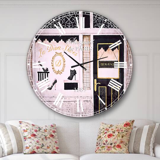Designart 'Paris Diva Shoes Painting Traditional Wall Clock